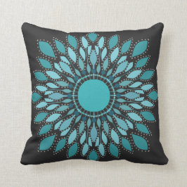 Elegant Teal Lotus Flower Mandala Dekorativ kudde