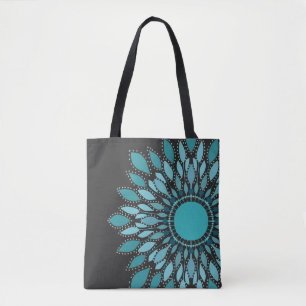 Elegant Teal Lotus Flower Mandala Tygkasse