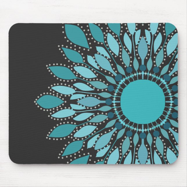 Elegant Teal Lotus Flower Snyggt Musmatta (Framsidan)
