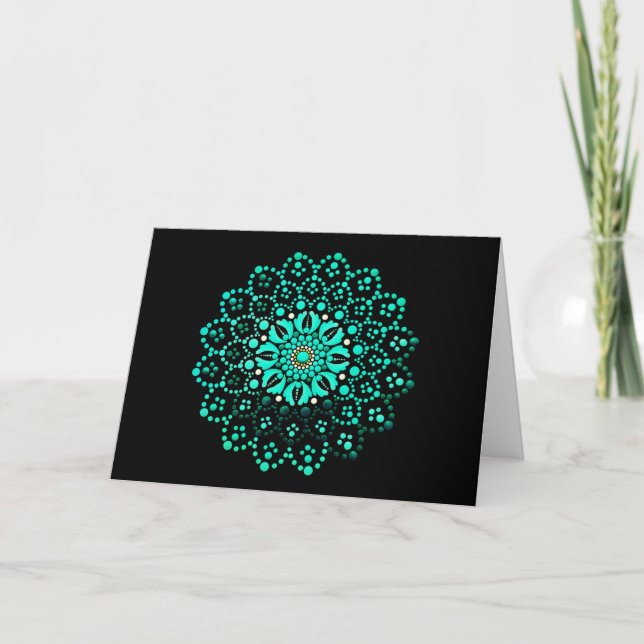 Elegant Teal Mandala Blank Note Card Helgkort (Framsida)