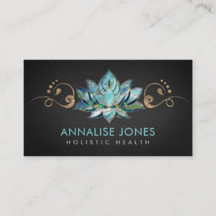 Elegant Teal Marble Lotus - gulddekoration Visitkort