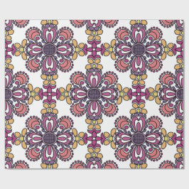 Elegant Teal & Maroon Floral Pattern Wrapping Presentpapper