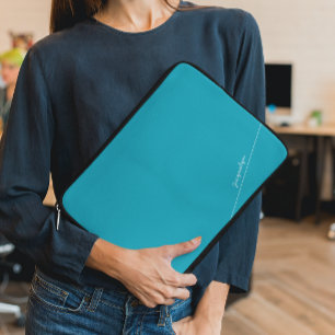 Elegant Teal med Namn Laptop sleeve