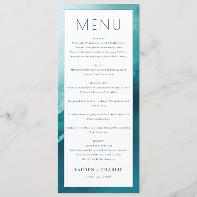 Elegant Teal Minimalist Meny (Framsida)