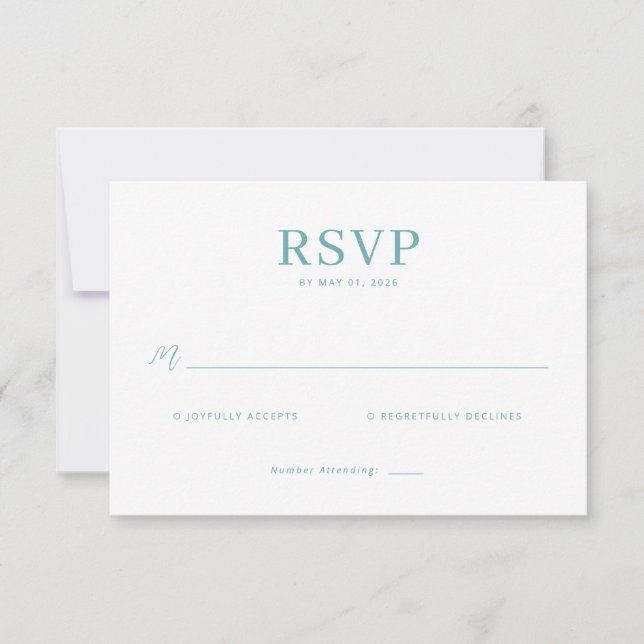 Elegant Teal Minimalist RSVP OSA Kort (Framsida)