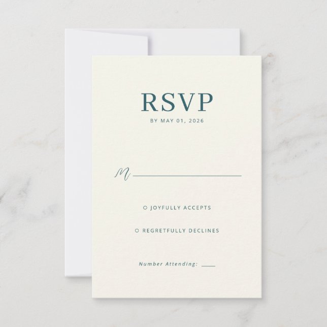 Elegant Teal Minimalistiskt RSVP OSA Kort (Framsida)