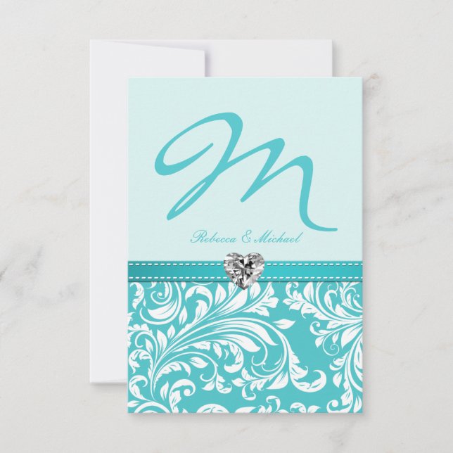 Elegant Teal Monogram-Bröllop OSA (Framsida)
