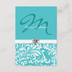 Elegant Teal Monogram-Bröllop OSA Kort
