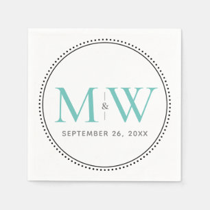 Elegant Teal Monogram Bröllop Pappersservett