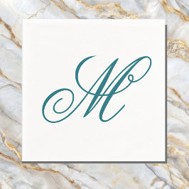 Elegant Teal Monogram Initial Pappersservett