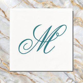 Elegant Teal Monogram Initial Pappersservett