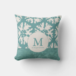 Elegant Teal Monogram - julstjärna Kudde