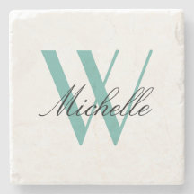Elegant Teal Monogram Script Namn Snyggt 