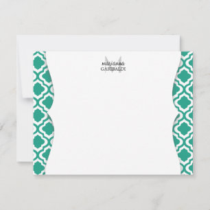 Elegant Teal Moroccan Quatrefoil Personlig Anteckningskort