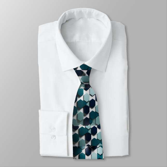 Elegant Teal, Navy and White Tie Slips (Bunden)