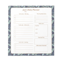 Elegant Teal Navy Blue Foliage Daily Planner