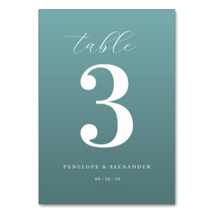 Elegant Teal Nummer Tre Bordsnummer