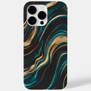 Elegant Teal och Guld Abstrakt Flow