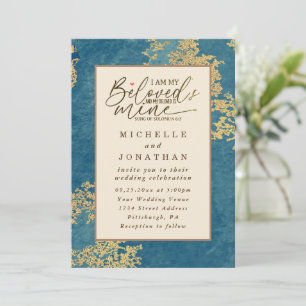 Elegant Teal och Guld Bible Christian Bröllop Inbjudningar
