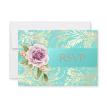 Elegant Teal och Guld Lavender OSA Blommigt
