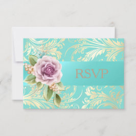 Elegant Teal och Guld Lavender OSA Blommigt