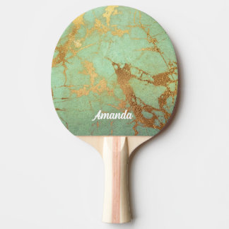 Elegant Teal och Guld Marble Titta Pingisracket