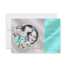 Elegant Teal och Guld Silver Photo Save Date