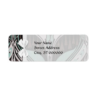 elegant teal och vin art nouveau-design returadress etikett