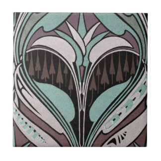elegant teal och vin art nouveau kakelplatta