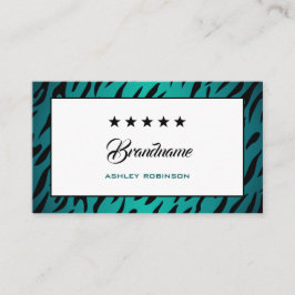 Elegant Teal Ombre Zebra Ram Fashionable Trendig Visitkort