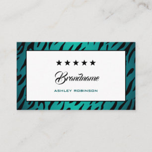 Elegant Teal Ombre Zebra Ram Fashionable Trendig Visitkort