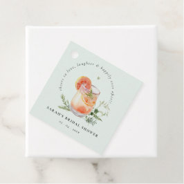 Elegant Teal Orange Grön Cocktail Bröllopsdusch Gåvor Etiketter