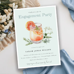 Elegant Teal Orange Grönt Cocktail-Förlovning Inbjudningar