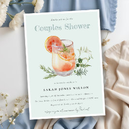 Elegant Teal Orange Grönt Cocktail Par Shower Inbjudningar