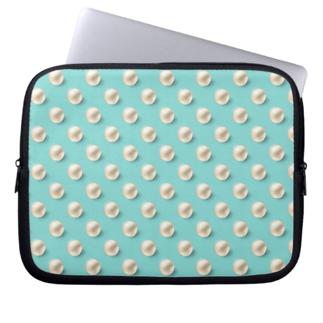 Elegant Teal & Pärlor Bärbar Dator Fodral (Framsidan)