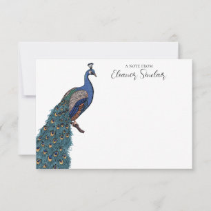 Elegant Teal Peacock Illustration Anteckningskort