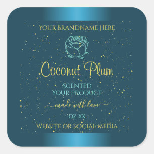 Elegant Teal Product Labels Guld Soft Glitter Ro Fyrkantigt Klistermärke