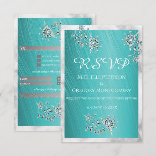 Elegant Teal Rhinestone Smycke med marmor kant OSA Kort