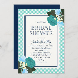 Elegant Teal Ro Blommigt Inbjudningskort för möhip