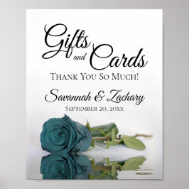 Elegant Teal Ro Gifts & Cards Bröllop Sign Poster