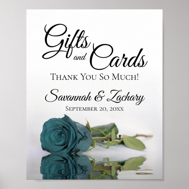 Elegant Teal Ro Gifts & Cards Bröllop Sign Poster (Framsidan)