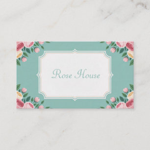 Elegant Teal Ros Blommig Scallop Geometrisk Ram Visitkort