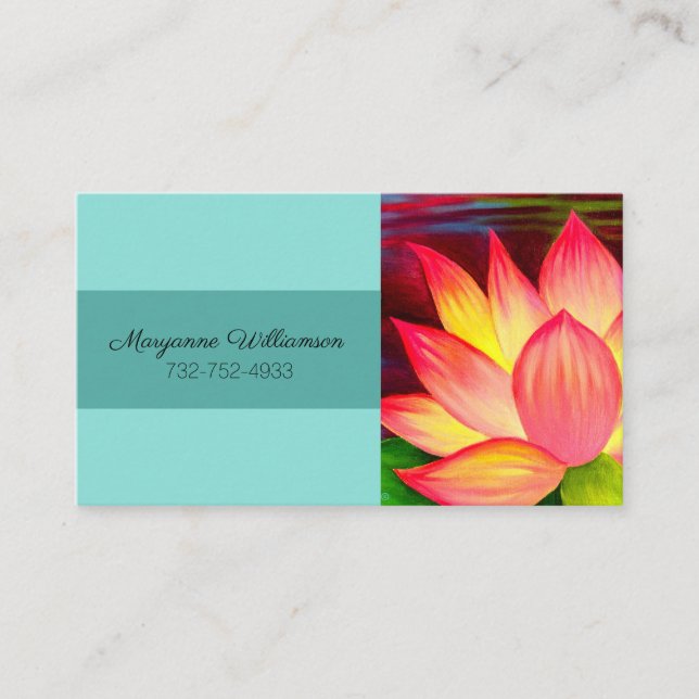 Elegant Teal Rosa Lotus Flower Personalize Blommig Visitkort (Framsida)