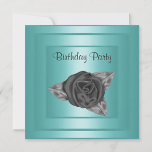 ELEGANT TEAL ROSENKNOPP BIRTHDAY-INBJUDAN INBJUDNINGAR