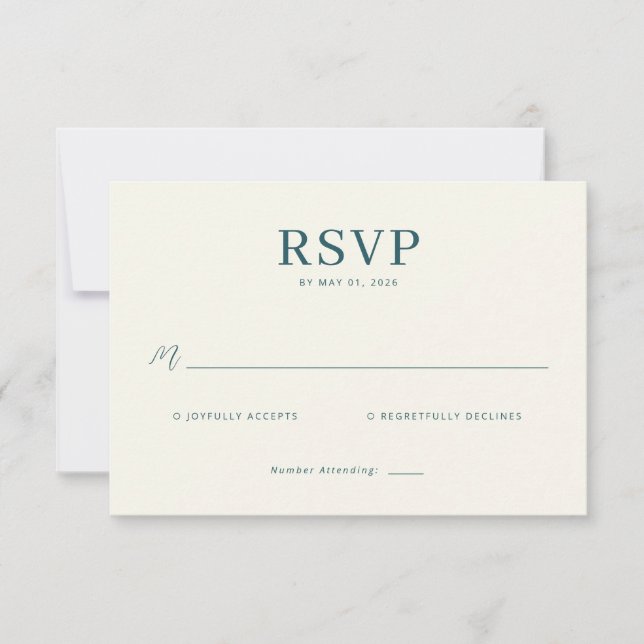 Elegant Teal RSVP Card OSA Kort (Framsida)