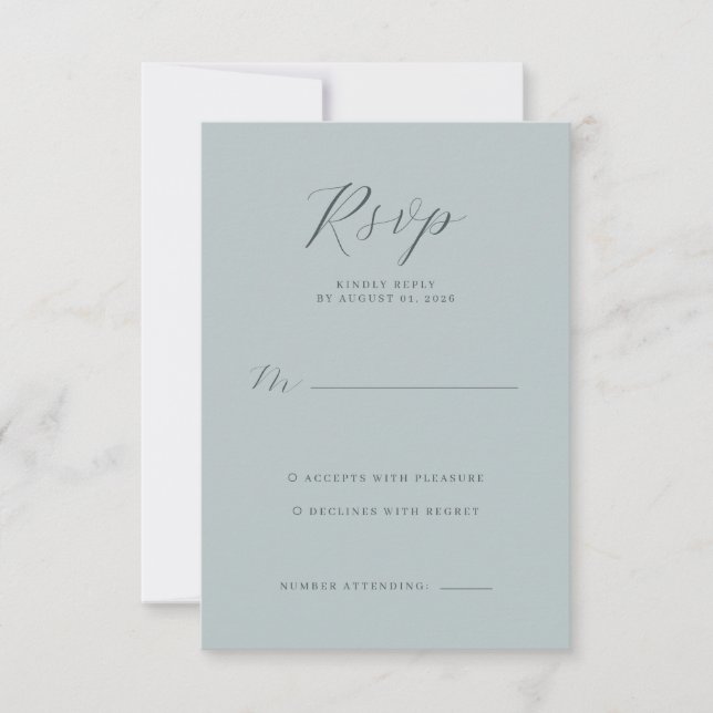 Elegant Teal RSVP Card OSA Kort (Framsida)