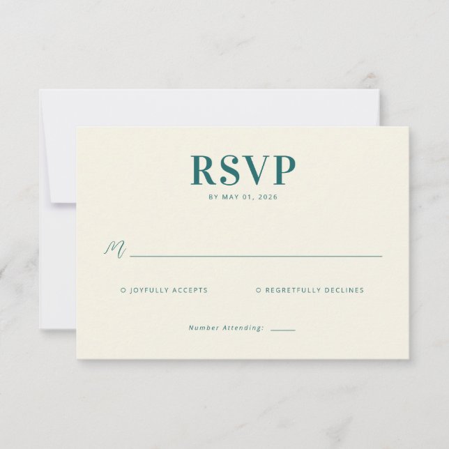 Elegant Teal RSVP Card OSA Kort (Framsida)