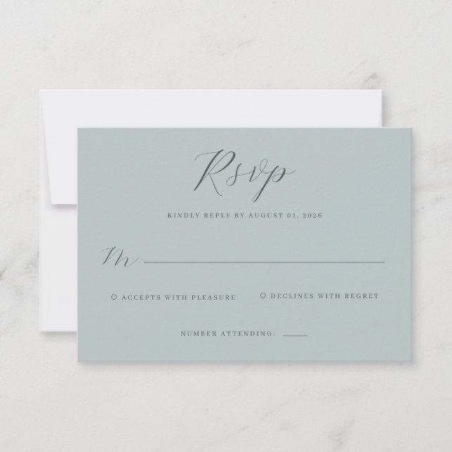 Elegant Teal RSVP Card OSA Kort (Framsida)