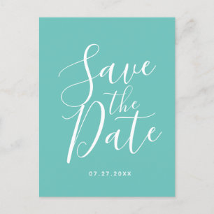 Elegant Teal Save Date Vår Summer Bröllop Vykort