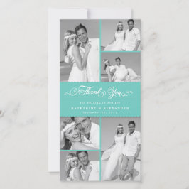 Elegant Teal Scalloped Band 6 Photo Chic Bröllop Tack Kort